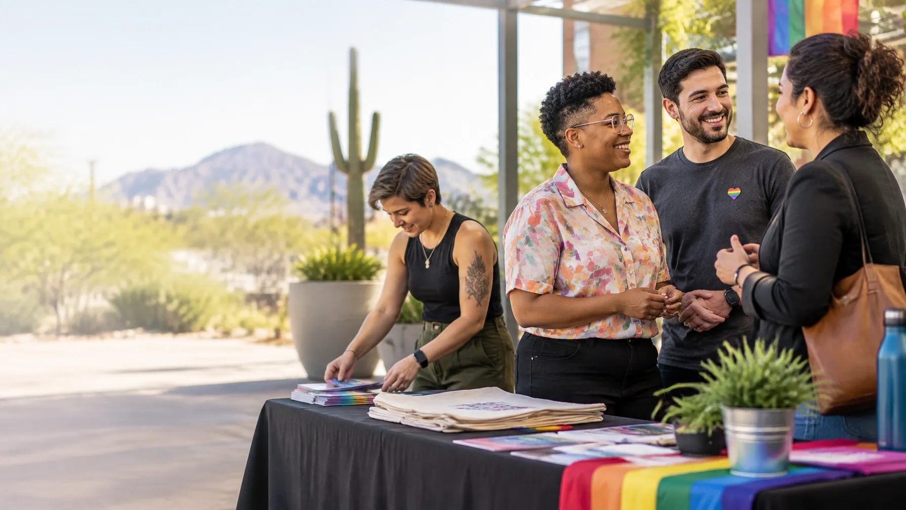 LGBTQ+ and allied volunteers working together at a Greater Phoenix community event
